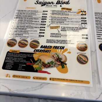 Saigon Blvd Bánh Mì - Menu as of January 2026 - Vietnamese Near Me - Catonsville, Maryland