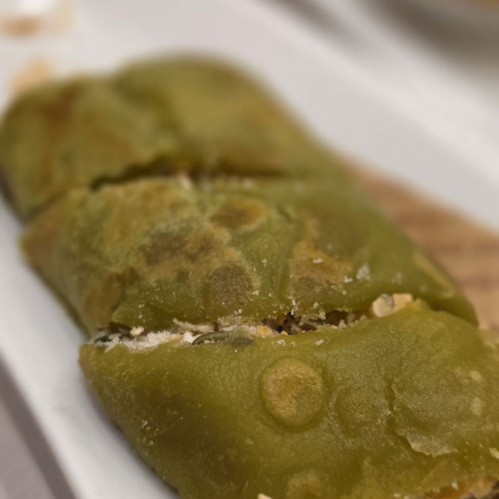 Skyview Fusion Cuisine - Matcha crepe with shredded coconut, peanuts, sesame and sugar - SO GOOD - Dim Sum Near Me - Markham, Ontario Skyview Fusion Cuisine - Matcha crepe with shredded coconut, peanuts, sesame and sugar - SO GOOD - Dim Sum Near Me - Markham, Ontario