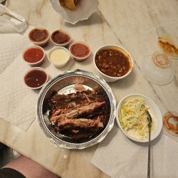 Tex-Mex Smokehouse BBQ - BBQ ribs plate with 2 sides.