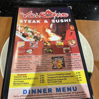 Volcano Steak & Sushi - menu - Sushi Bars Near Me - Hiram, Georgia