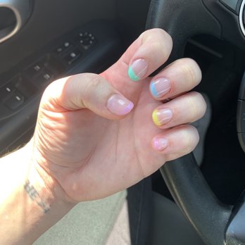 Elegant Nail Salon - Dip French tip in spring colors - Nail Salons Near Me - Springfield, Missouri