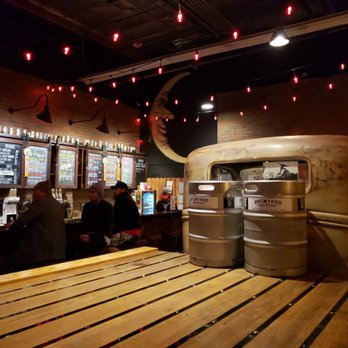 Brewyard Beer Company - A truck table with beer kegs. - Brewpubs Near Me - Glendale, California