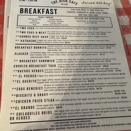 Breakfast menu July 2025