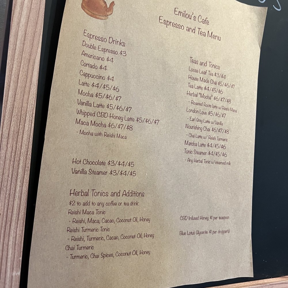 Espresso & Tea Menu