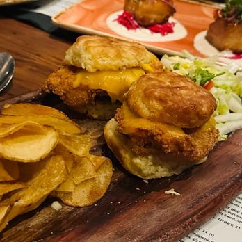 Revel Kitchen & Bar - Fried Mary's Chicken Breast and biscuit sliders - Bars Near Me - Danville, California Revel Kitchen & Bar - Fried Mary's Chicken Breast and biscuit sliders - Bars Near Me - Danville, California