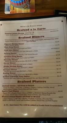Menu photo 3 Barrys Walnut Island Restaurant Grandy, NC