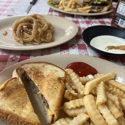 Trace-Way Restaurant - Patty melt onion rings and Trace-Way burger