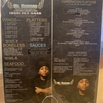 Ms. Heavens Wings - the menu of the restaurant - Seafood Near Me - Woodbury, New Jersey Ms. Heavens Wings - the menu of the restaurant - Seafood Near Me - Woodbury, New Jersey