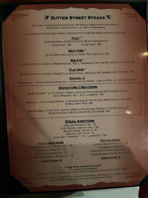 Menu photo 2 Sutter Street Steakhouse Folsom, CA