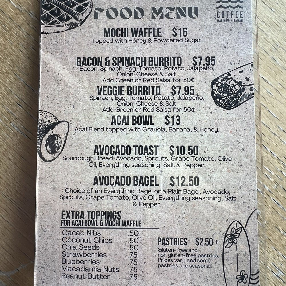 Surfers Coffee - Food menu - Music Venues Near Me - Wahiawa, Hawaii