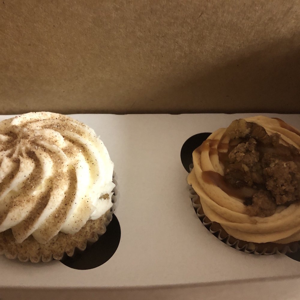 two cupcakes in a box