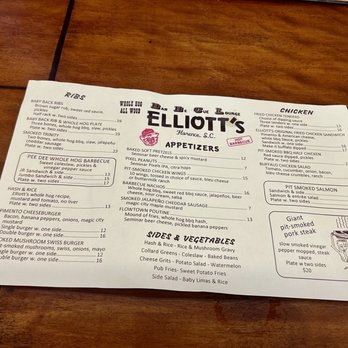 Elliott's - Menu - Barbeque Near Me - Florence, South Carolina Elliott's - Menu - Barbeque Near Me - Florence, South Carolina
