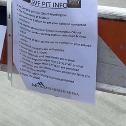 Marshall Health Network Arena - Rules for pit line