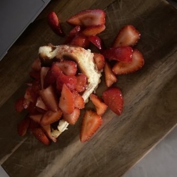 Alfa Bakery - One slice of cheese cake with strawberry tangerine compote. - Bakeries Near Me - San Diego, California