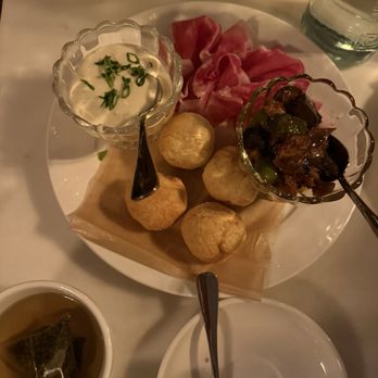 Ciccio Cincin - Fried dough with prosciutto, vegetable, and a cheese cream - Italian Near Me - New York, New York Ciccio Cincin - Fried dough with prosciutto, vegetable, and a cheese cream - Italian Near Me - New York, New York