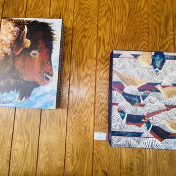 Cedar Pass Lodge Cafe - two paintings of a bison - Cafes Near Me - Interior, South Dakota Cedar Pass Lodge Cafe - two paintings of a bison - Cafes Near Me - Interior, South Dakota