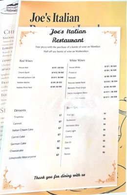 Menu photo 3 Joe's Italian Restaurant Taylor, TX Menu photo 3 Joe's Italian Restaurant Taylor, TX
