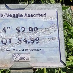 Ruibal’s Plants Of Texas - The prices for their vegetable starter plants.