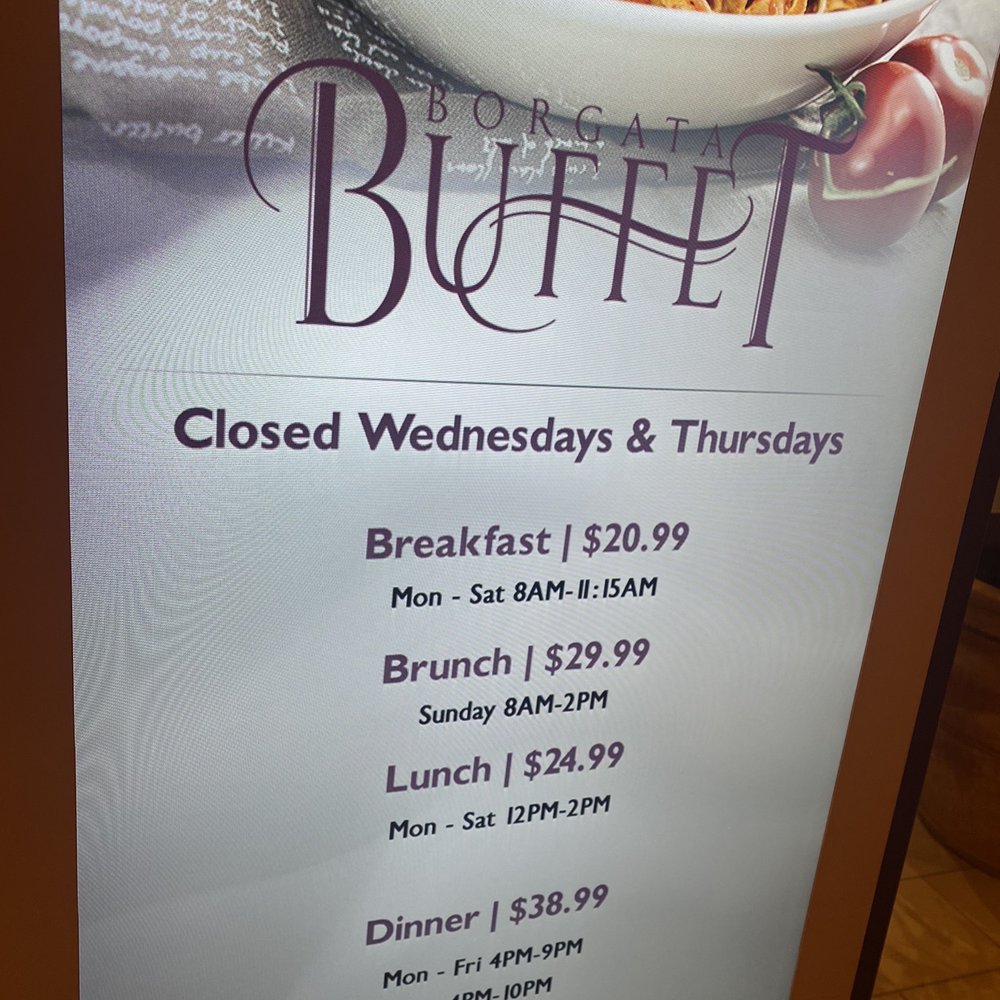Borgata Buffet - Price list - Buffets Near Me - Atlantic City, New Jersey Borgata Buffet - Price list - Buffets Near Me - Atlantic City, New Jersey
