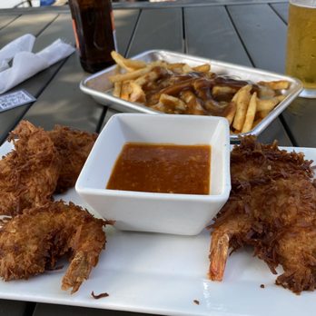 Waters Edge Dock and Grill - Coconut shrimp and poutine - New American Near Me - Salisbury, North Carolina Waters Edge Dock and Grill - Coconut shrimp and poutine - New American Near Me - Salisbury, North Carolina
