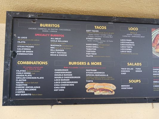 Menu photo 5 Peter's El Loco West Covina, CA