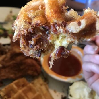 Bumbleberry Flats - Look at that bacon hidden in the waffle - American Near Me - Laughlin, Nevada