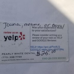 Pearly White Dental - Spund ethical? They'll give a $25 discount if you give a good Yelp review. I didn't think so either.