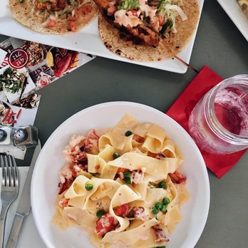 Red 36 - Lobster Carbonara Shrimp Tacos - Seafood Near Me - Mystic, Connecticut Red 36 - Lobster Carbonara Shrimp Tacos - Seafood Near Me - Mystic, Connecticut