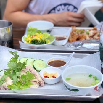 Three Roosters - Poached Chicken Plate and Zab Fried Chicken Plate - Thai Near Me - New York, New York