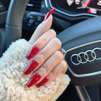 Elegant Nail Spa - Acrylics by Kalie in the color Dark Scarlet - Nail Salons Near Me - Valencia, California Elegant Nail Spa - Acrylics by Kalie in the color Dark Scarlet - Nail Salons Near Me - Valencia, California