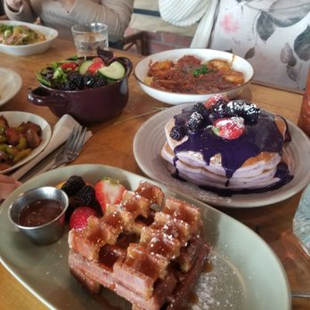 The Hideout Kitchen - Churro waffles ube pancakes and we had a whole bunch of other foods that was all yummy. - New American Near Me - Lafayette, California The Hideout Kitchen - Churro waffles ube pancakes and we had a whole bunch of other foods that was all yummy. - New American Near Me - Lafayette, California
