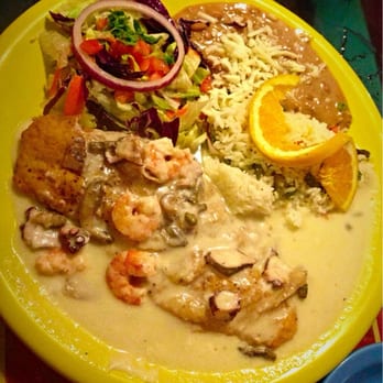 Mariscos Playa Hermosa - Breaded fish and shrimp in a cream and mushroom sauce - Mexican Near Me - Phoenix, Arizona Mariscos Playa Hermosa - Breaded fish and shrimp in a cream and mushroom sauce - Mexican Near Me - Phoenix, Arizona