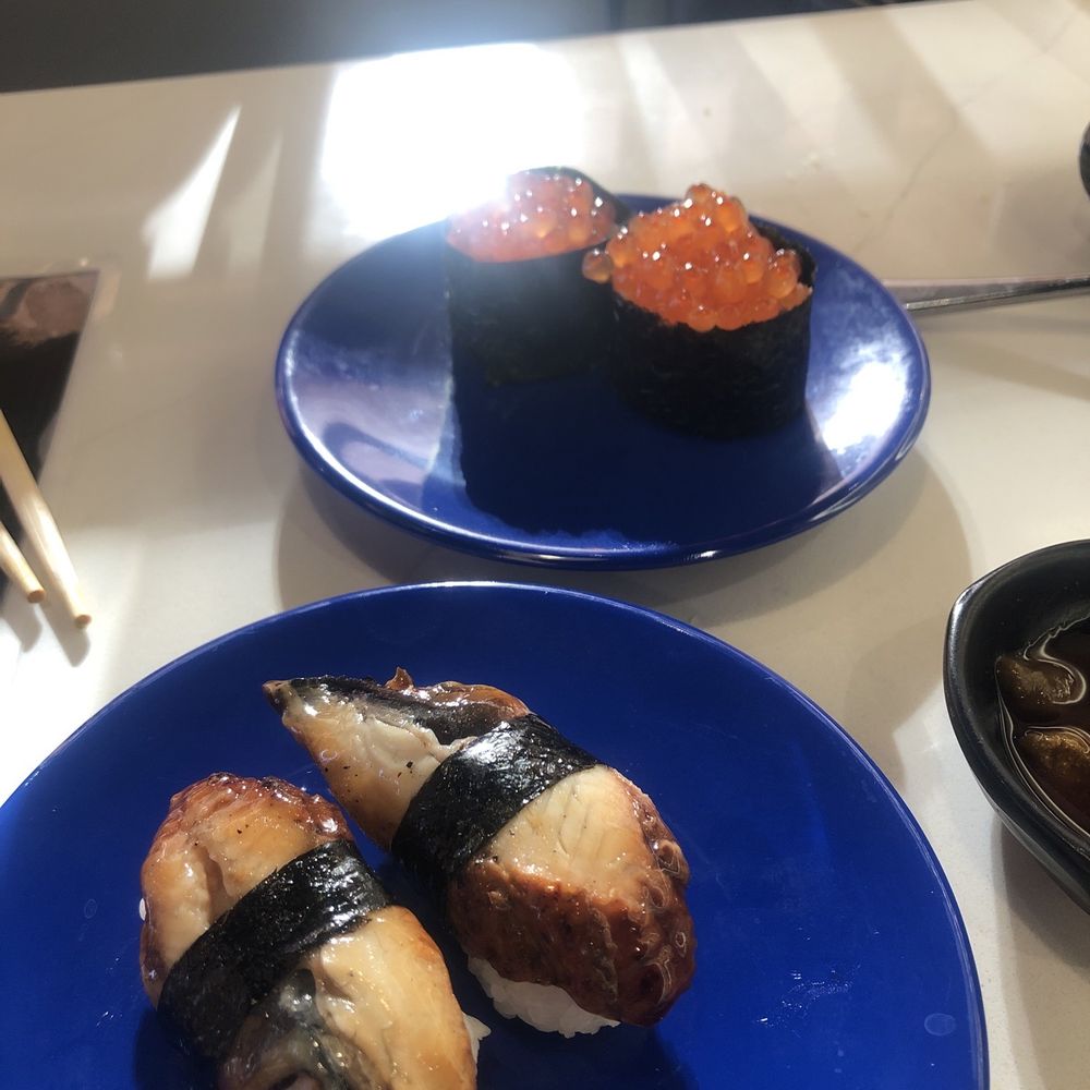 Kobe Revolving - Eel and salmon roe.. both delicious - Conveyor Belt Sushi Near Me - Bloomington, Illinois Kobe Revolving - Eel and salmon roe.. both delicious - Conveyor Belt Sushi Near Me - Bloomington, Illinois