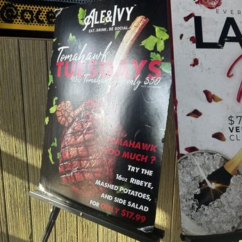 Ale & Ivy - Tomahawk Tuesdays! - Sports Bars Near Me - Spring, Texas