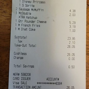 McDonald's - a receipt on a table - Fast Food Near Me - Sacramento, California McDonald's - a receipt on a table - Fast Food Near Me - Sacramento, California