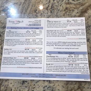 Napa Collection - Menu- reds - Wineries Near Me - Johnson City, Texas
