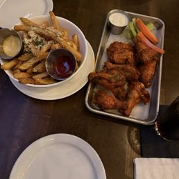 Buffalo Pressbox Wings and Truffle Fries Buffalo Pressbox Wings and Truffle Fries