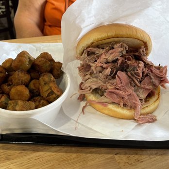 Smokin’ Joes Stilly - Pulled pork sandwich with okra - Barbeque Near Me - Stillwater, Oklahoma Smokin’ Joes Stilly - Pulled pork sandwich with okra - Barbeque Near Me - Stillwater, Oklahoma