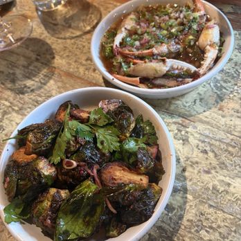 Peche Seafood and Grill - brussels sprouts w/ chili vinegar and crab claws - Seafood Near Me - New Orleans, Louisiana