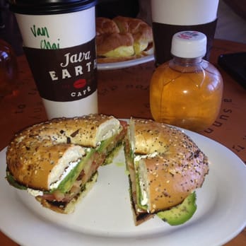 Java Earth Coffee - PB bagel (cream cheese, avocado, tomato and pesto) on everything. Delish - Coffee & Tea Near Me - San Diego, California Java Earth Coffee - PB bagel (cream cheese, avocado, tomato and pesto) on everything. Delish - Coffee & Tea Near Me - San Diego, California