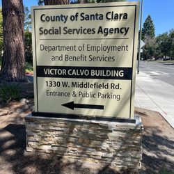 Santa Clara County Social Services - Sign at street level for social services