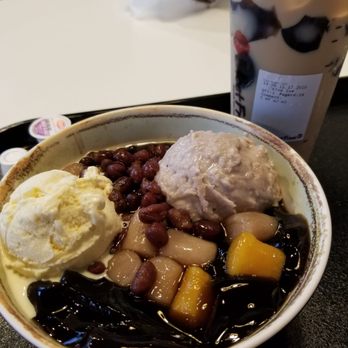 Meet Fresh - Double taro signature add red bean and grass jelly milk tea - Desserts Near Me - Bellevue, Washington Meet Fresh - Double taro signature add red bean and grass jelly milk tea - Desserts Near Me - Bellevue, Washington