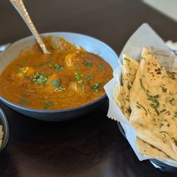 Chicken Butter Masala and garlic naan