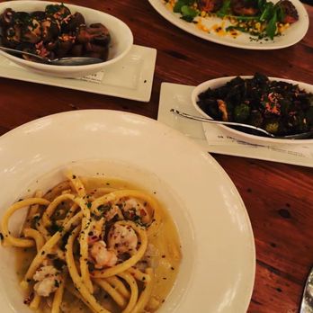 Town Hearth - Scallops, Brussels sprouts, mushrooms and shrimp pasta - American Near Me - Dallas, Texas Town Hearth - Scallops, Brussels sprouts, mushrooms and shrimp pasta - American Near Me - Dallas, Texas