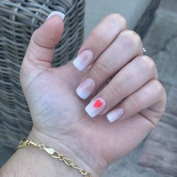 N.C. Nails - Left hand ombré nails + heart detail - Nail Salons Near Me - Encinitas, California