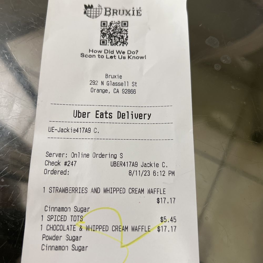 Bruxie - Receipt - Sandwiches Near Me - Orange, California Bruxie - Receipt - Sandwiches Near Me - Orange, California