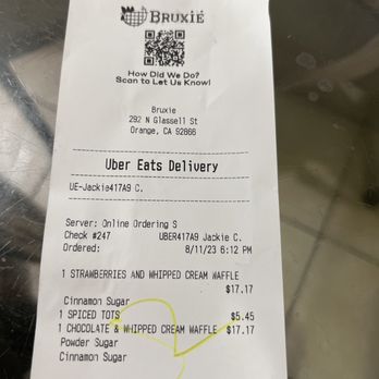 Bruxie - Receipt - Sandwiches Near Me - Orange, California