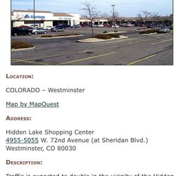 Hidden Lake Shopping Center - Old listing.