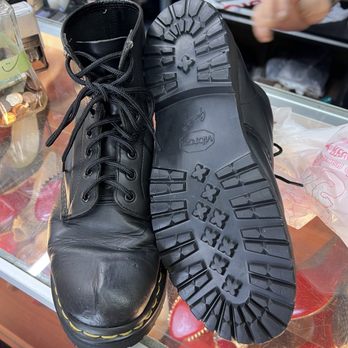 Deluxe Shoe Repair - My son's beat up doc martins have been meticulously restored. He's hard on them, and these groovy new soles are an upgrade for sure. - Shoe Repair Near Me - Burbank, California Deluxe Shoe Repair - My son's beat up doc martins have been meticulously restored. He's hard on them, and these groovy new soles are an upgrade for sure. - Shoe Repair Near Me - Burbank, California
