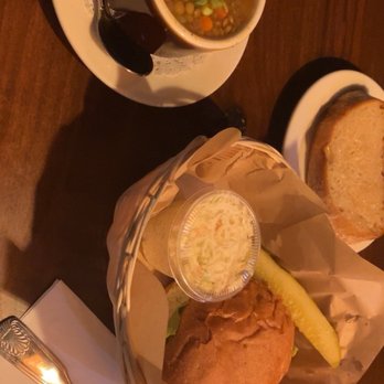 Yellow Deli - Salmon sandwich and lentil soup. - Coffee & Tea Near Me - Mobile, Alabama